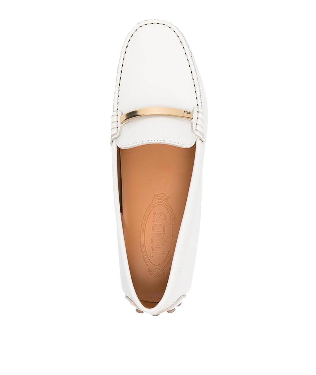 TOD'S Белые кожаные лоферы, фото 3
