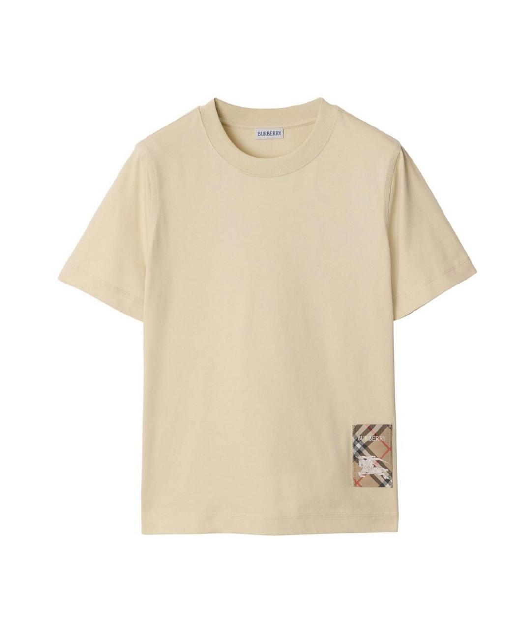 BURBERRY Бежевая хлопковая футболка, фото 1