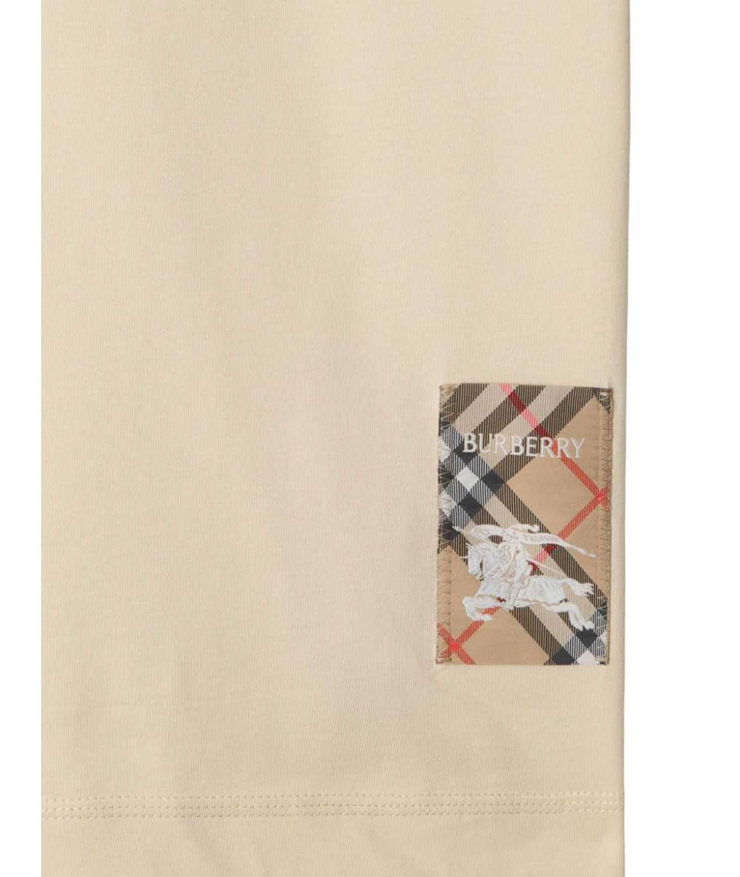BURBERRY Бежевая хлопковая футболка, фото 4
