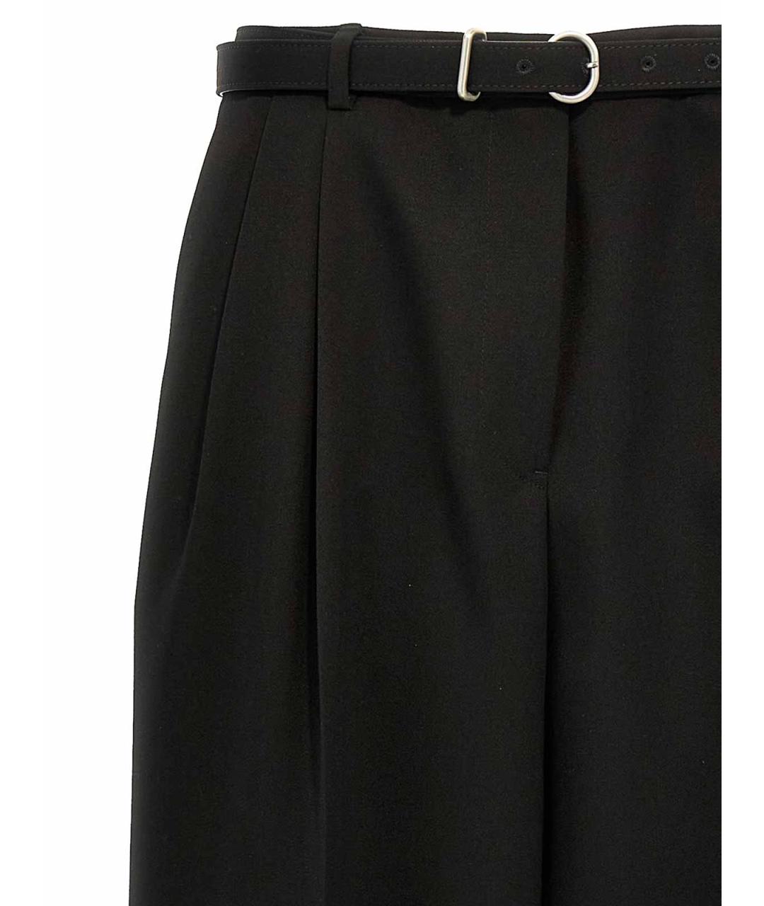 JIL SANDER Черные шерстяные прямые брюки, фото 3