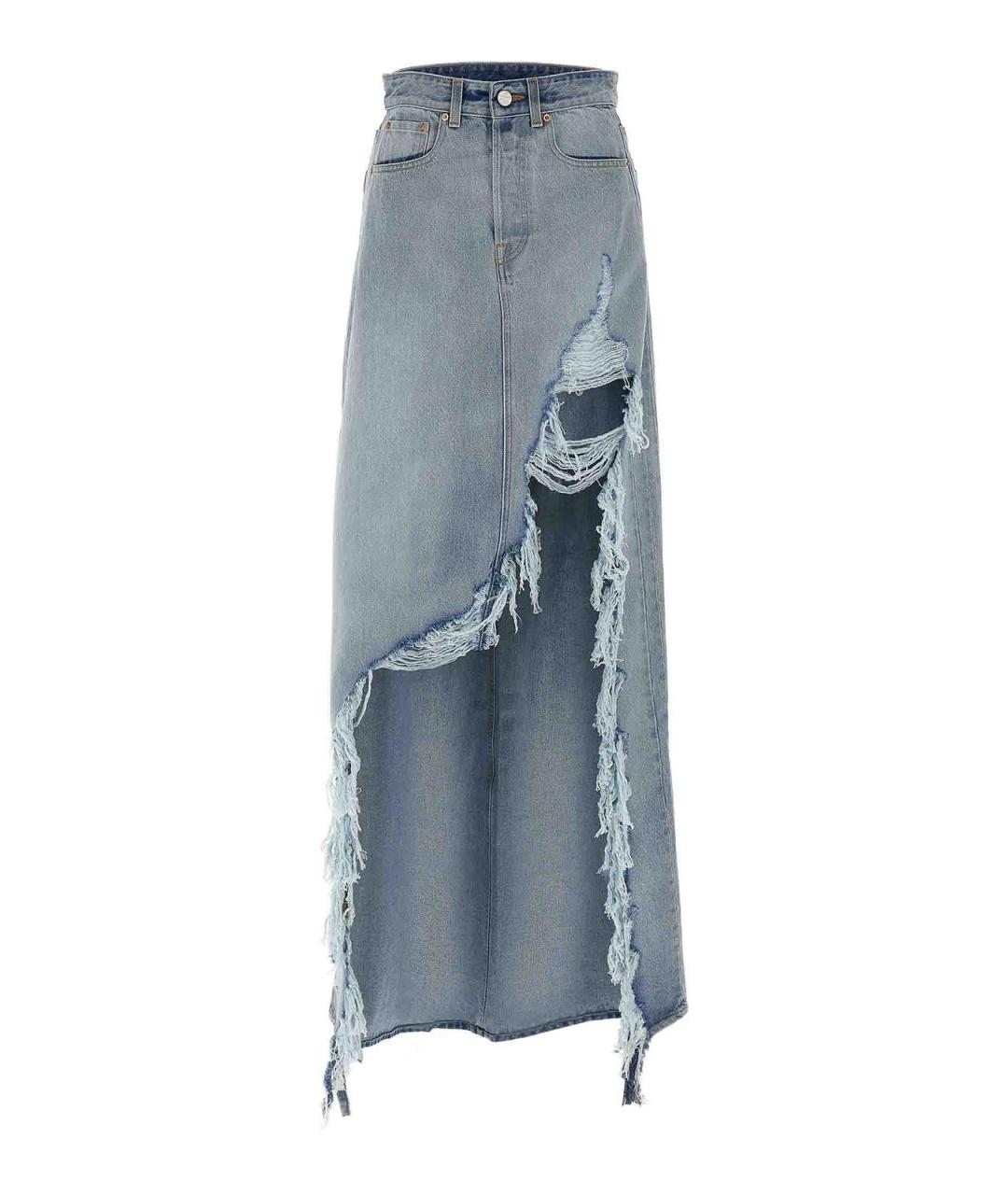 VETEMENTS Синяя хлопковая юбка миди, фото 1