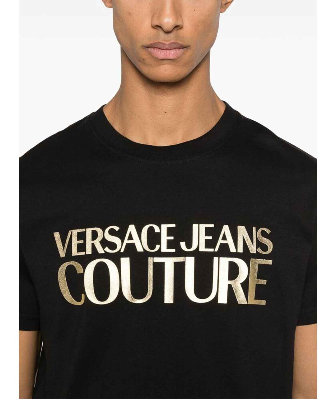 VERSACE JEANS COUTURE Черная хлопковая футболка, фото 3