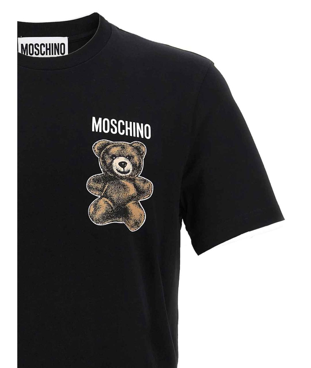 MOSCHINO Черная хлопковая футболка, фото 3