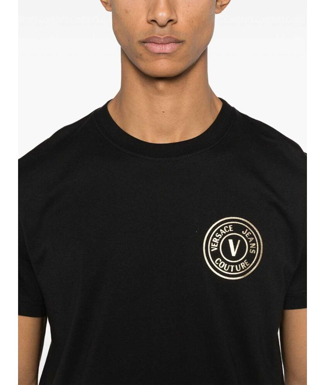 VERSACE JEANS COUTURE Черная хлопковая футболка, фото 2