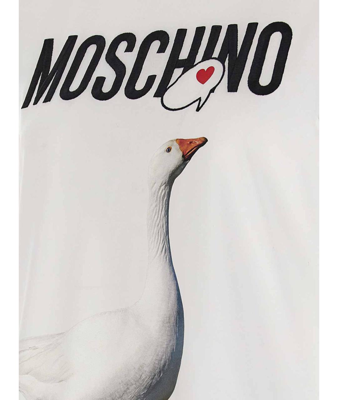 MOSCHINO Белая хлопковая футболка, фото 4