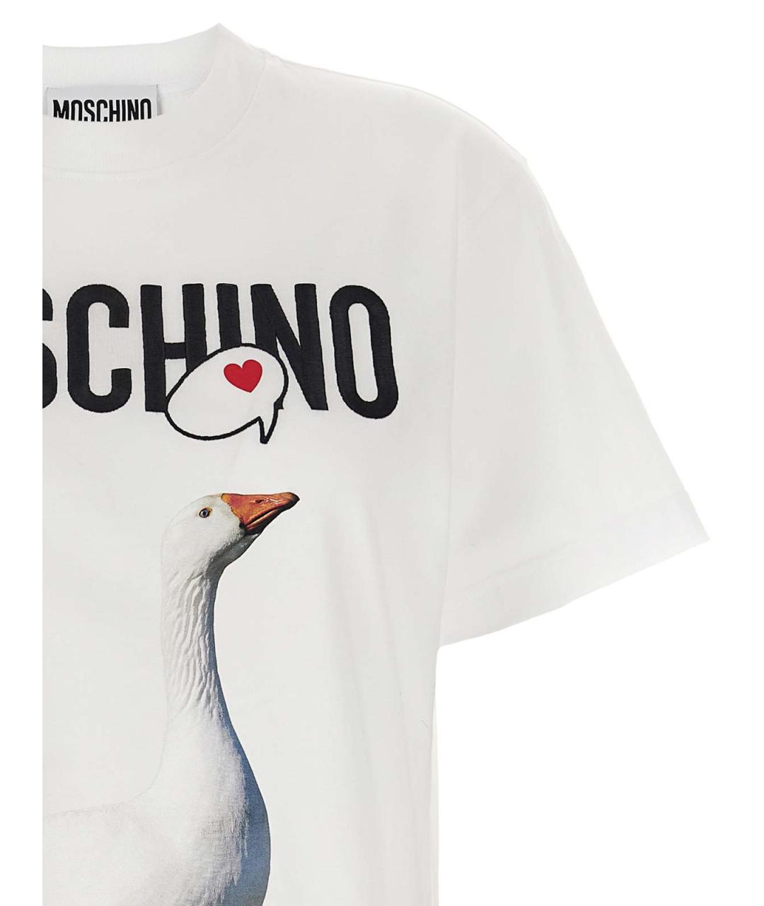 MOSCHINO Белая хлопковая футболка, фото 3