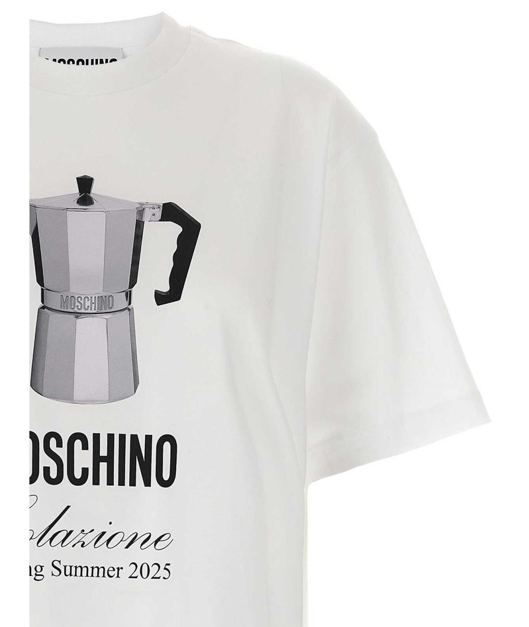 MOSCHINO Белая хлопковая футболка, фото 3