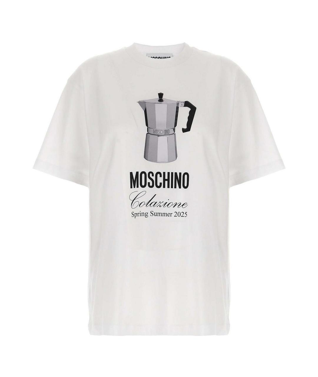 MOSCHINO Белая хлопковая футболка, фото 1