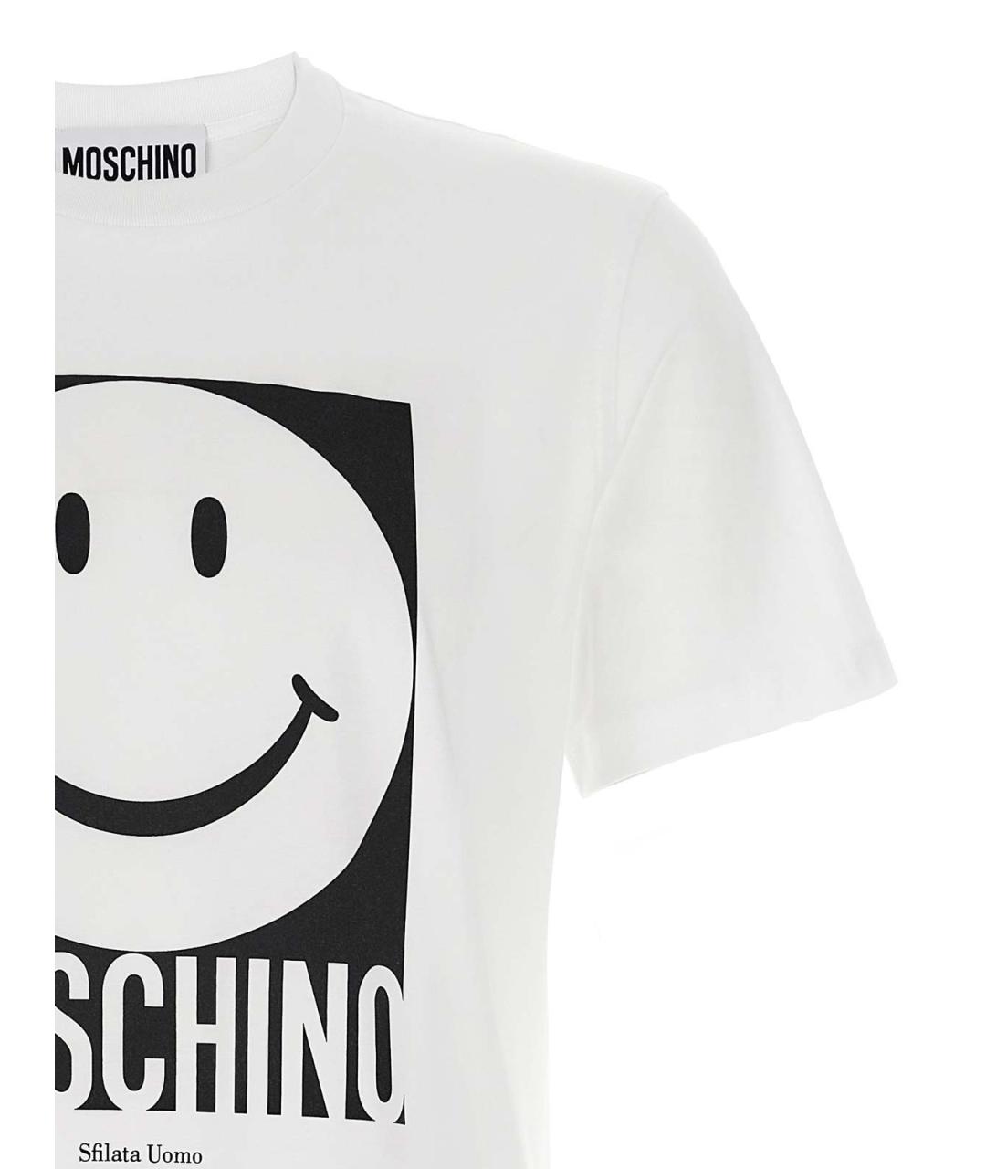 MOSCHINO Белая хлопковая футболка, фото 3