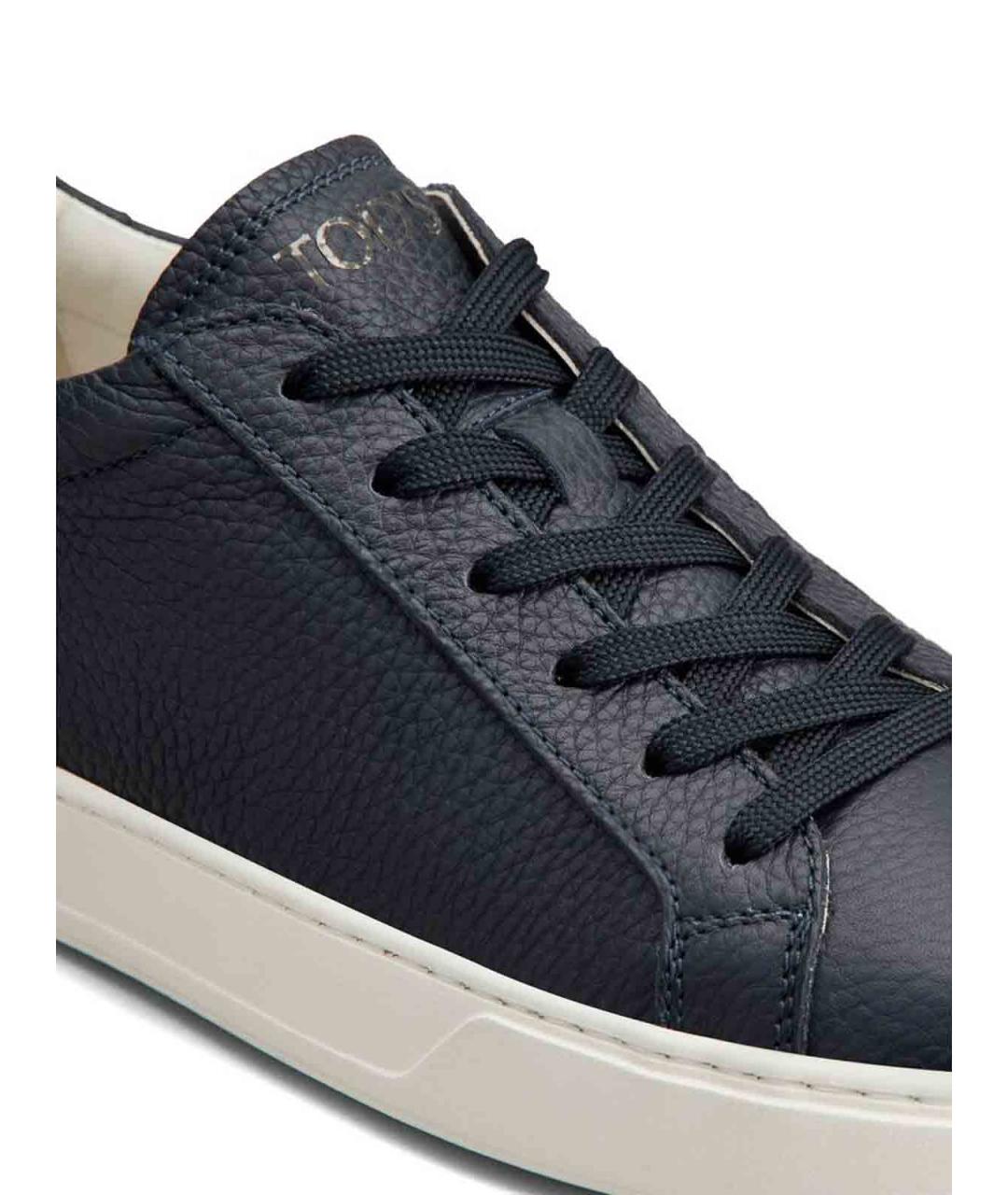 TOD'S Темно-синие кожаные низкие кроссовки / кеды, фото 2