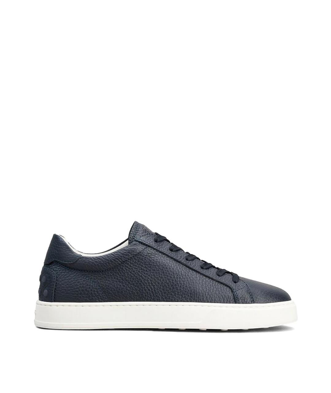 TOD'S Темно-синие кожаные низкие кроссовки / кеды, фото 1