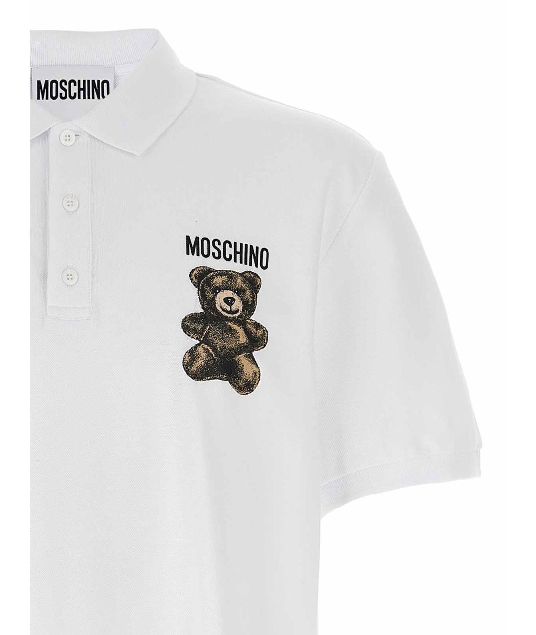 MOSCHINO Белое хлопковое поло с коротким рукавом, фото 3