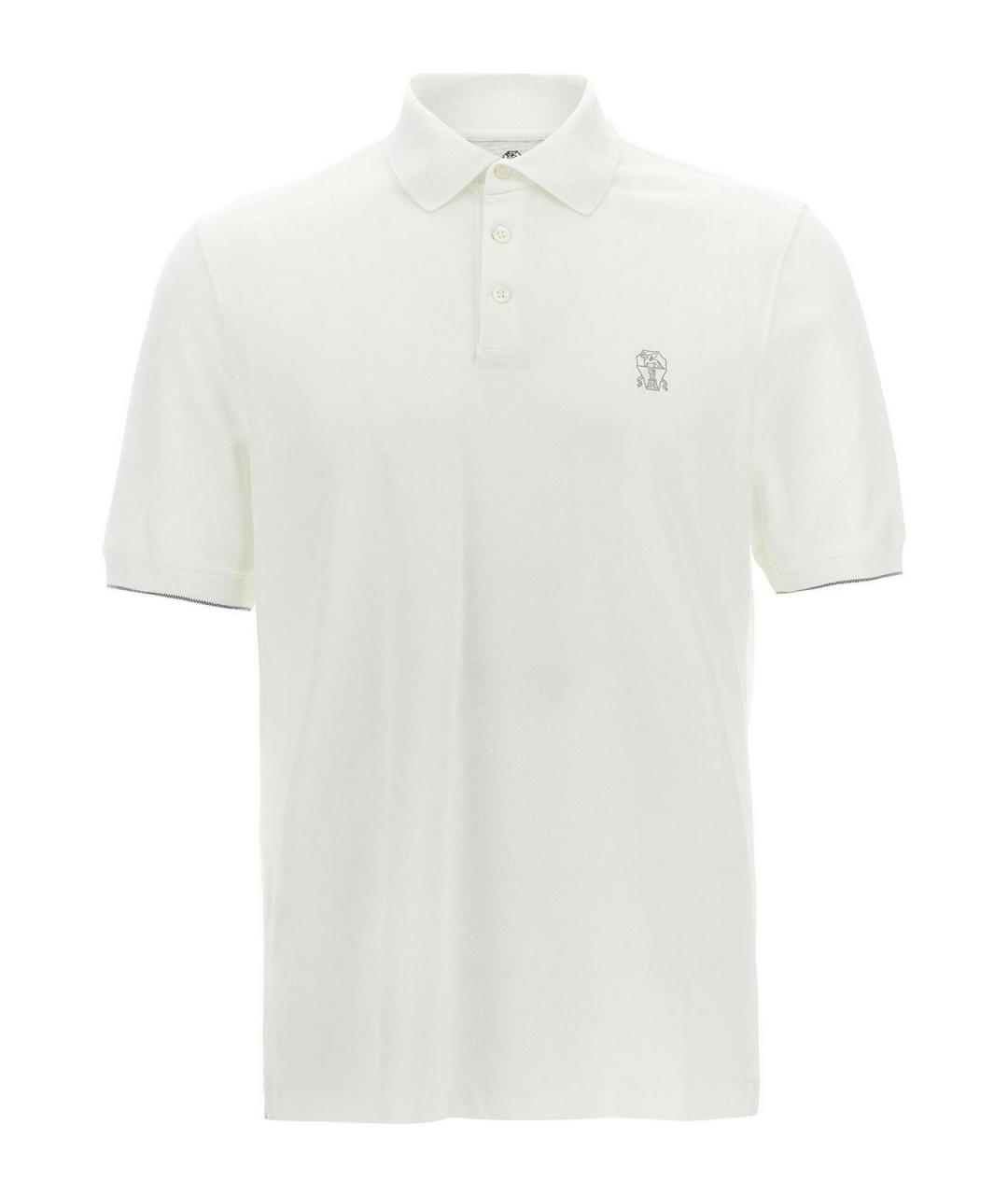 BRUNELLO CUCINELLI Белое хлопковое поло с коротким рукавом, фото 1