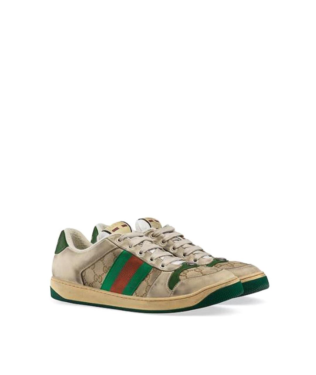 GUCCI Бежевые текстильные низкие кроссовки / кеды, фото 2