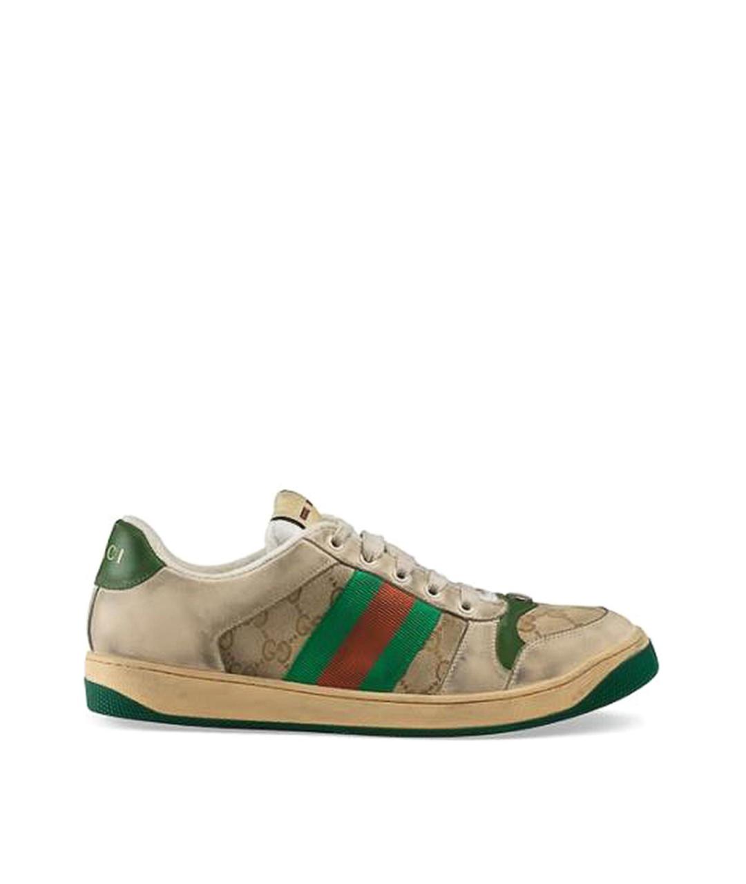 GUCCI Бежевые текстильные низкие кроссовки / кеды, фото 1