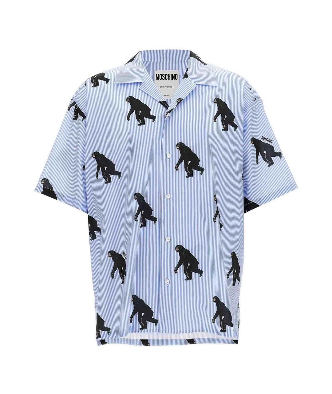 MOSCHINO Голубая хлопковая кэжуал рубашка, фото 1