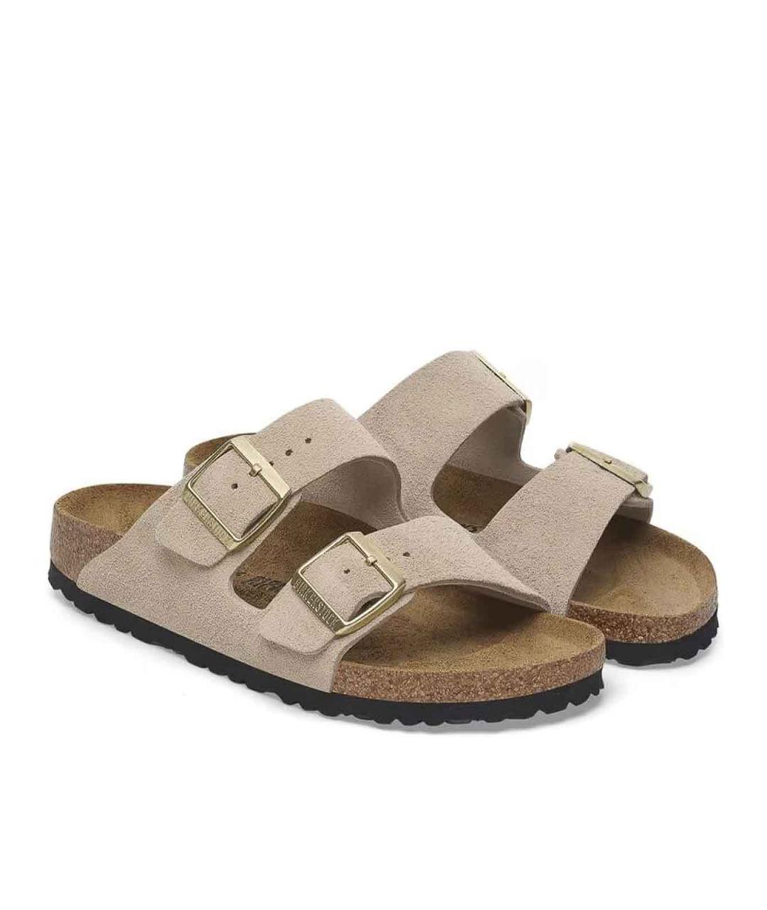 BIRKENSTOCK Бежевые кожаные сандалии, фото 4