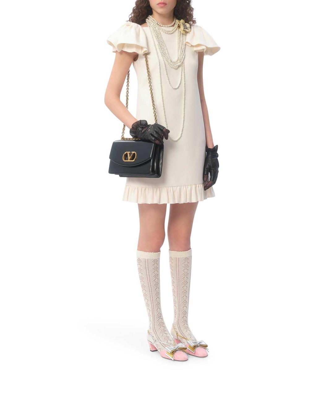 VALENTINO Белое шерстяное повседневное платье, фото 4