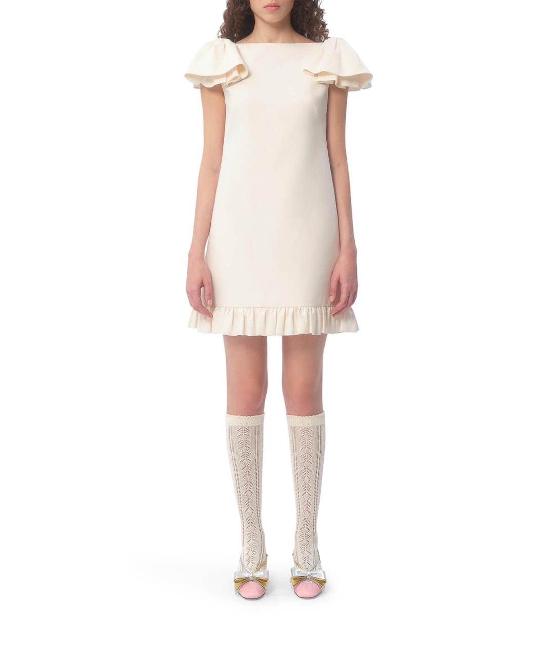 VALENTINO Белое шерстяное повседневное платье, фото 2