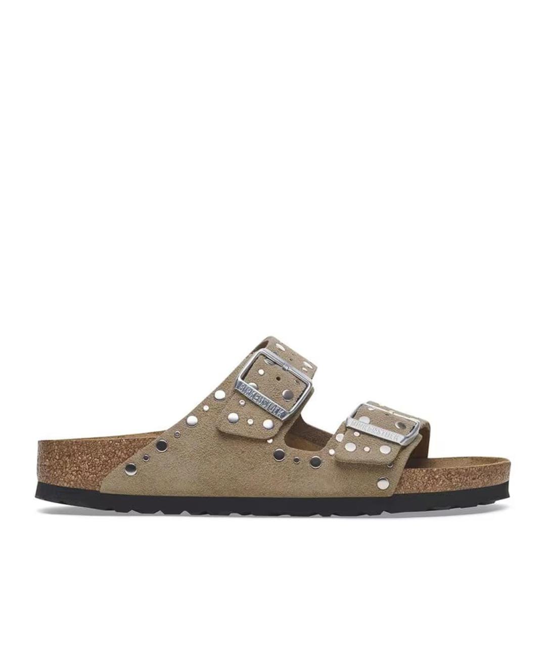 BIRKENSTOCK Серые кожаные сандалии, фото 5