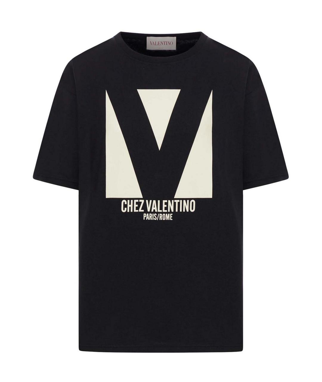 VALENTINO Черная хлопковая футболка, фото 1