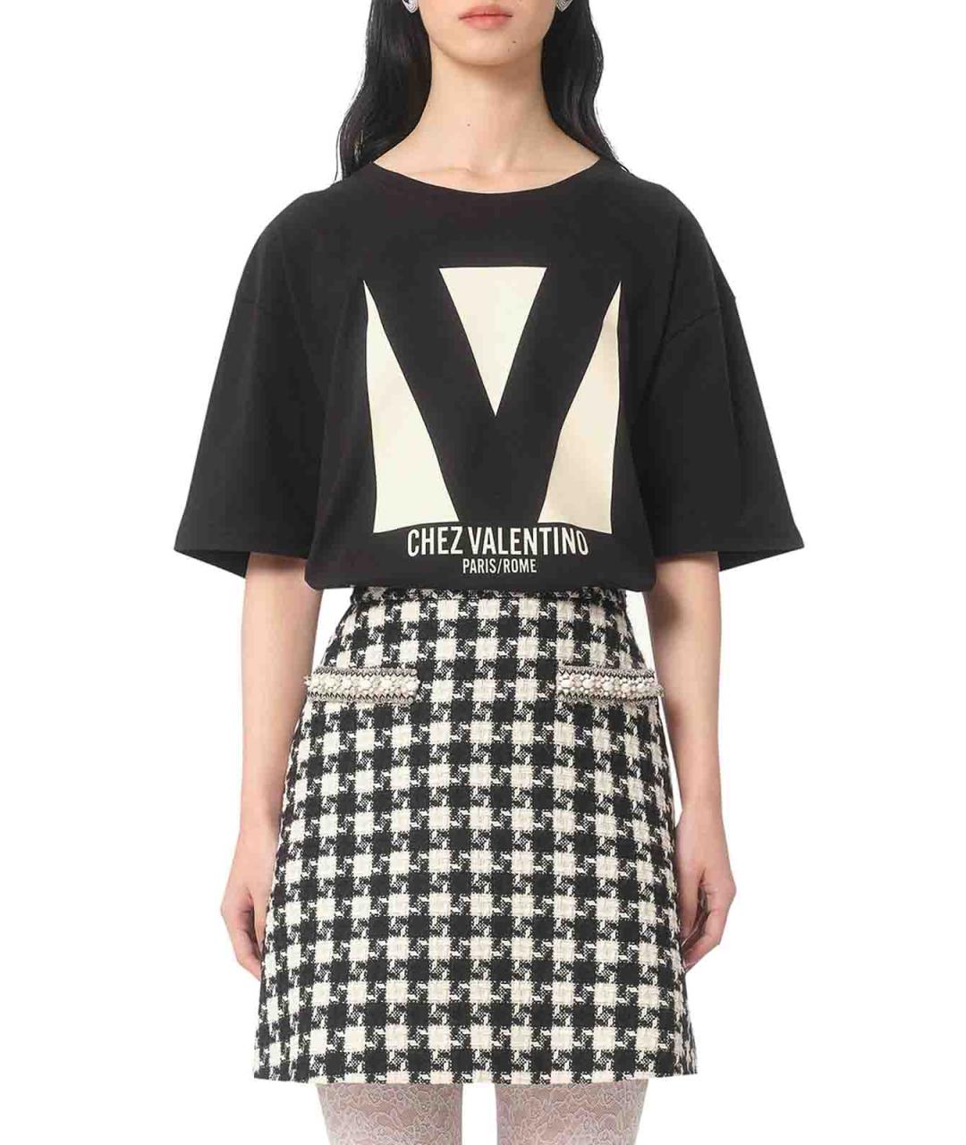 VALENTINO Черная хлопковая футболка, фото 3