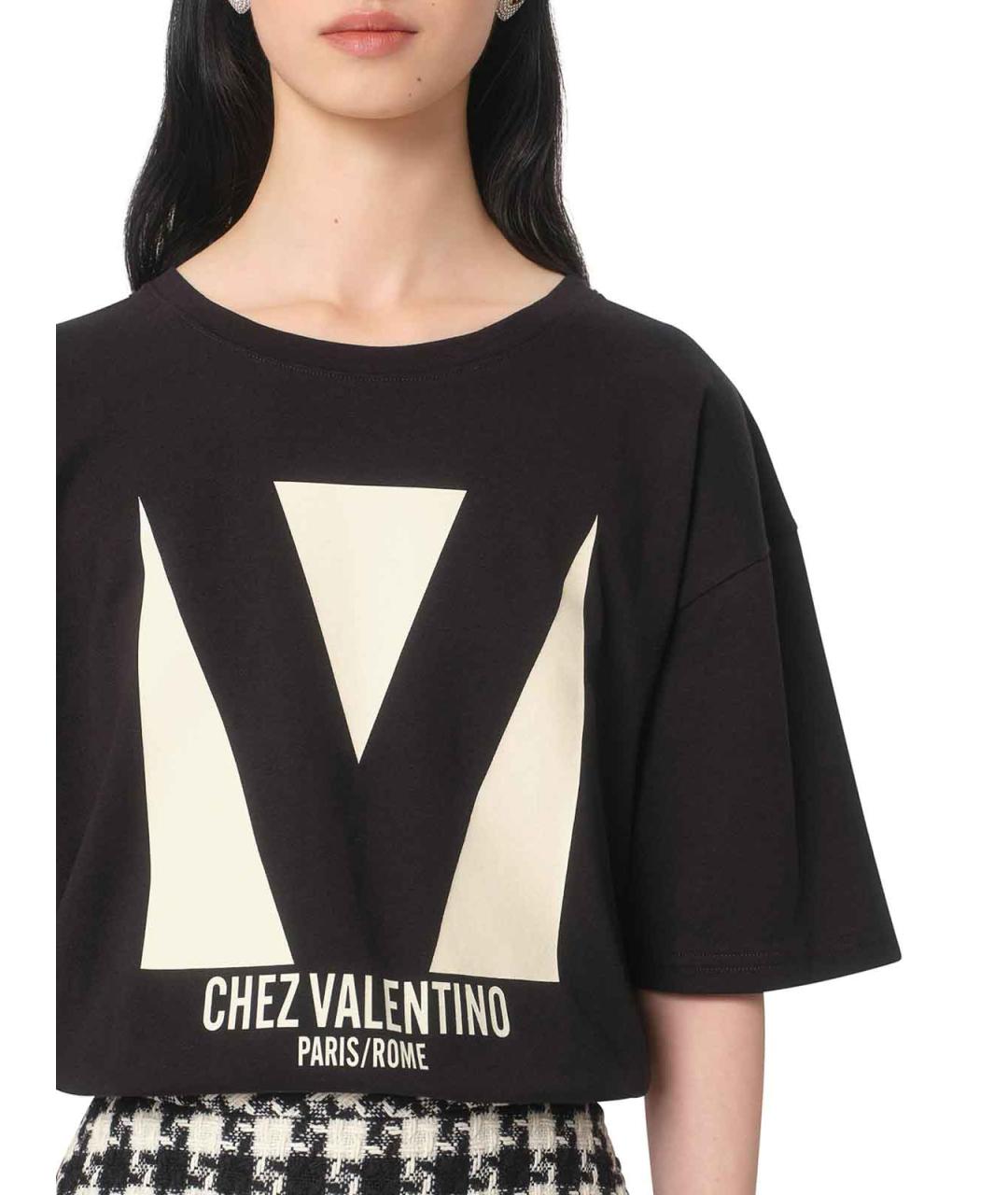 VALENTINO Черная хлопковая футболка, фото 6