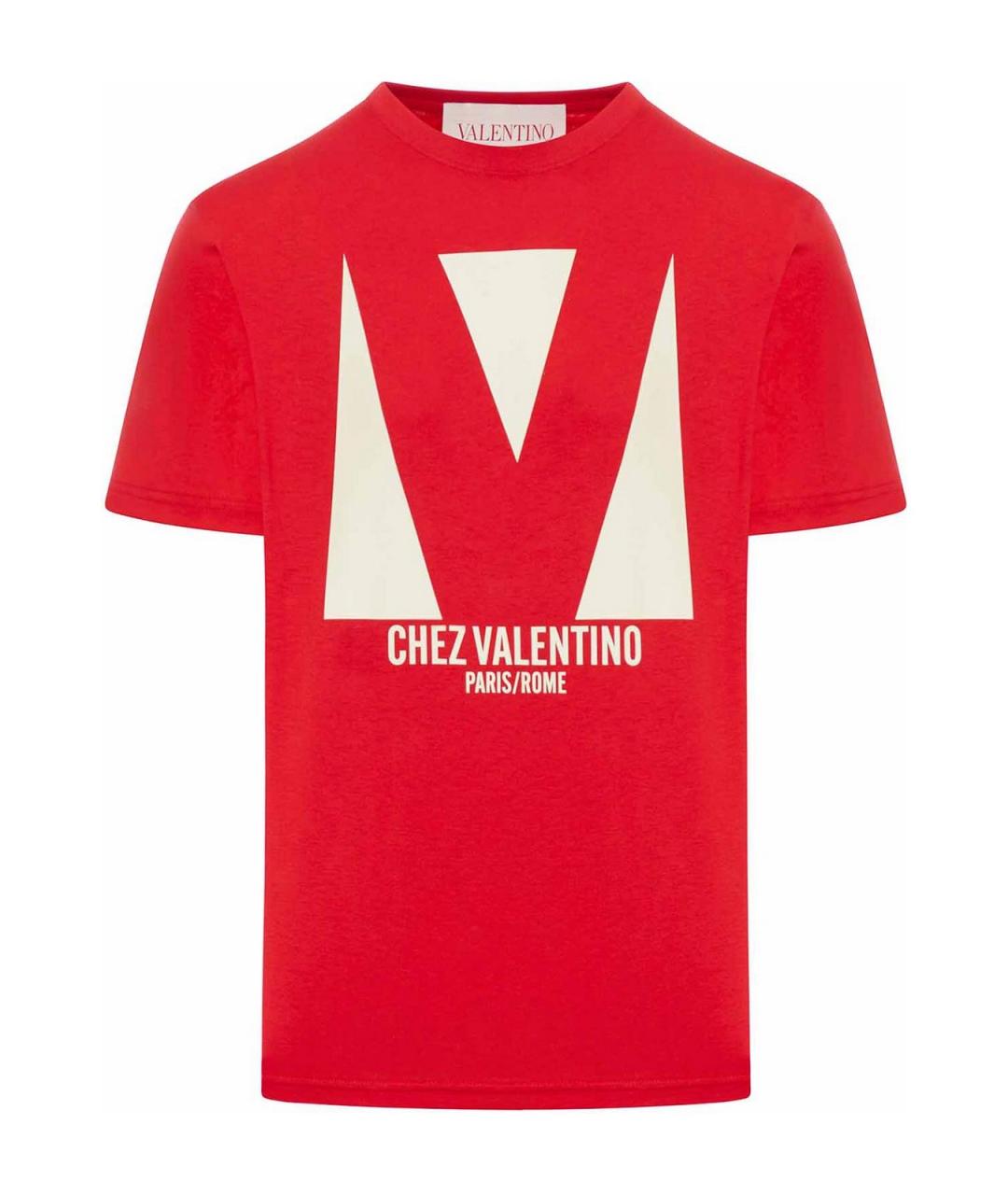 VALENTINO Красная хлопковая футболка, фото 1