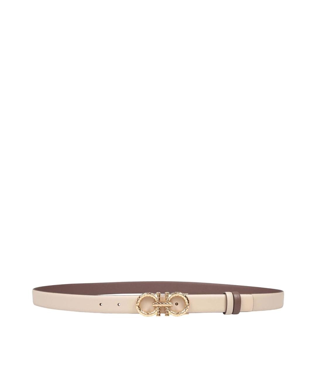 FERRAGAMO Бежевый кожаный ремень, фото 1
