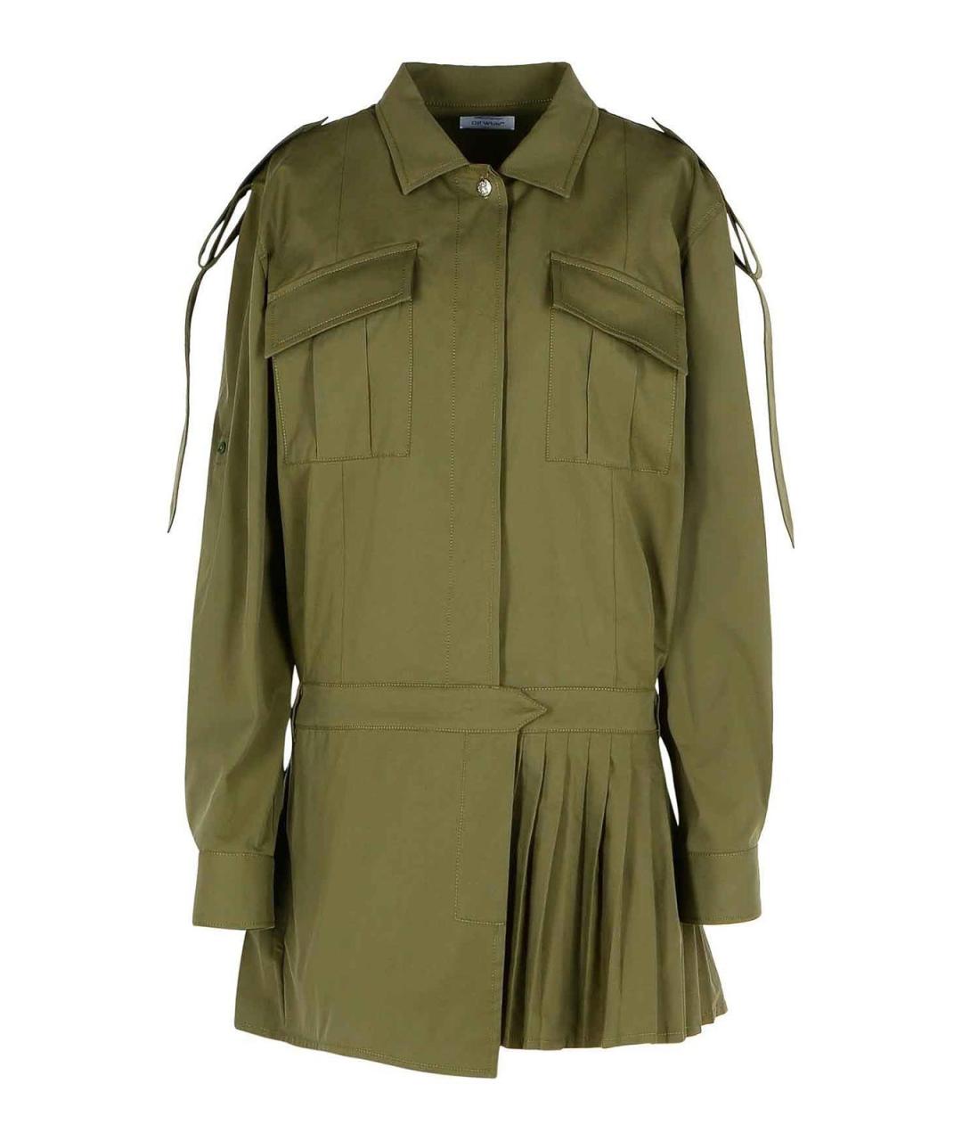 OFF-WHITE Зеленое хлопковое повседневное платье, фото 1