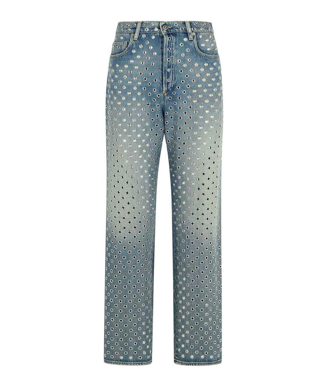 GOLDEN GOOSE Голубые хлопковые прямые джинсы, фото 1