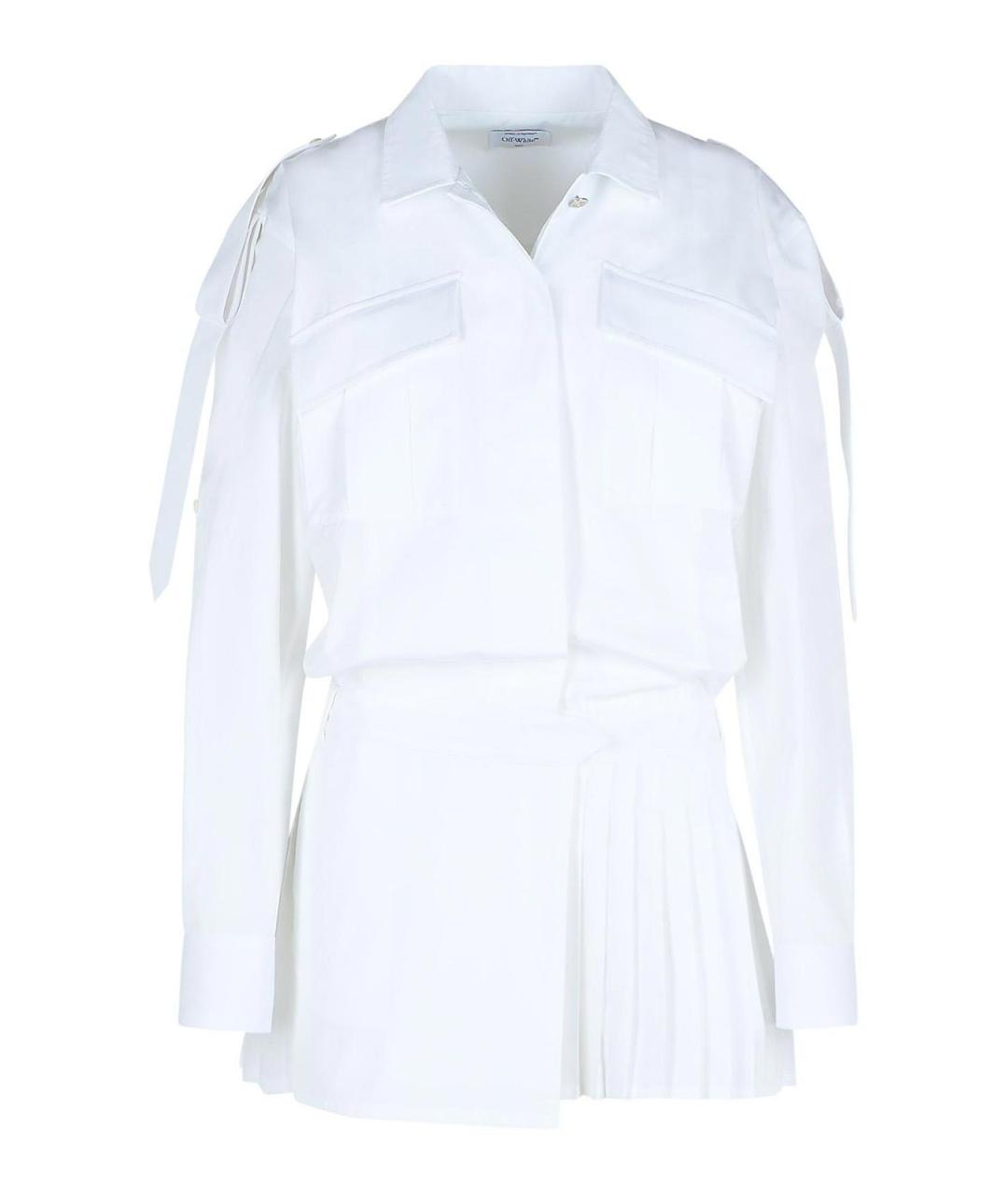 OFF-WHITE Белое хлопковое повседневное платье, фото 1