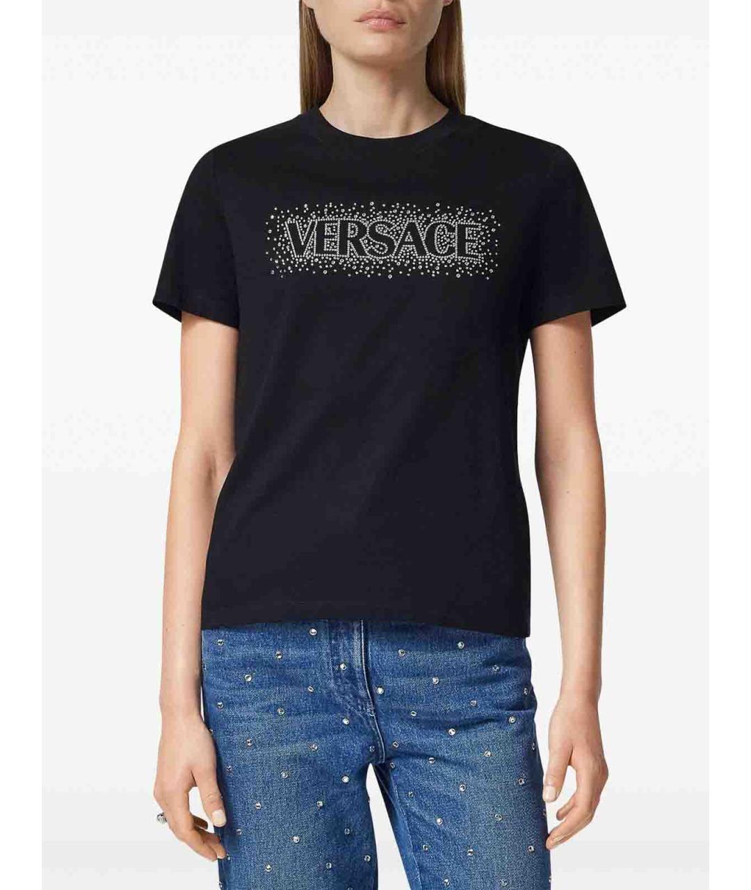 VERSACE Черная хлопковая футболка, фото 3
