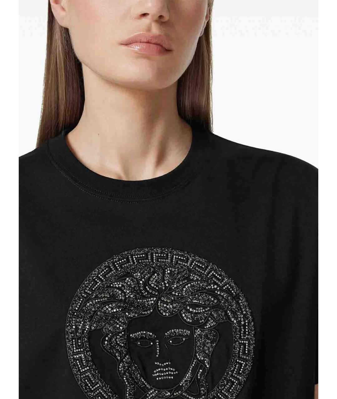 VERSACE Черная хлопковая футболка, фото 5