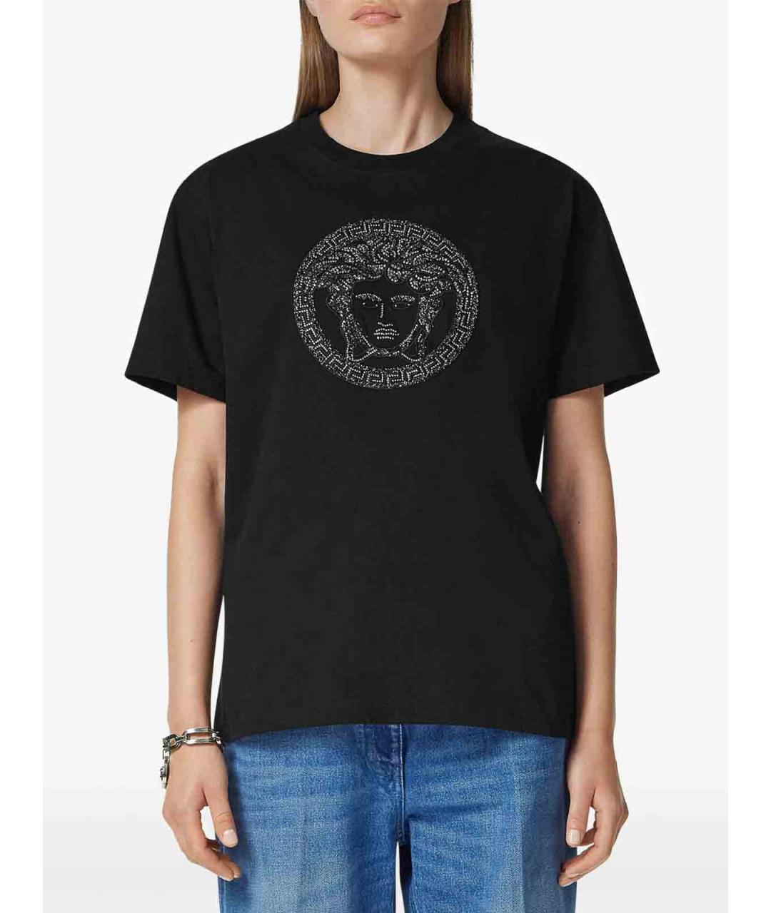 VERSACE Черная хлопковая футболка, фото 3