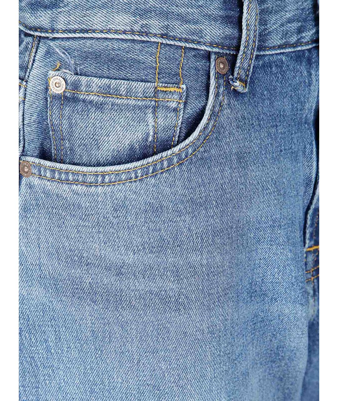 7 FOR ALL MANKIND Голубые хлопковые прямые джинсы, фото 3