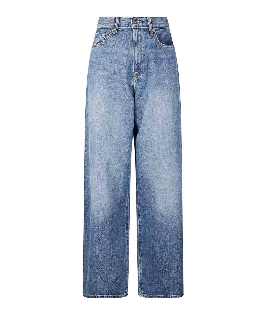7 FOR ALL MANKIND Голубые хлопковые прямые джинсы, фото 1