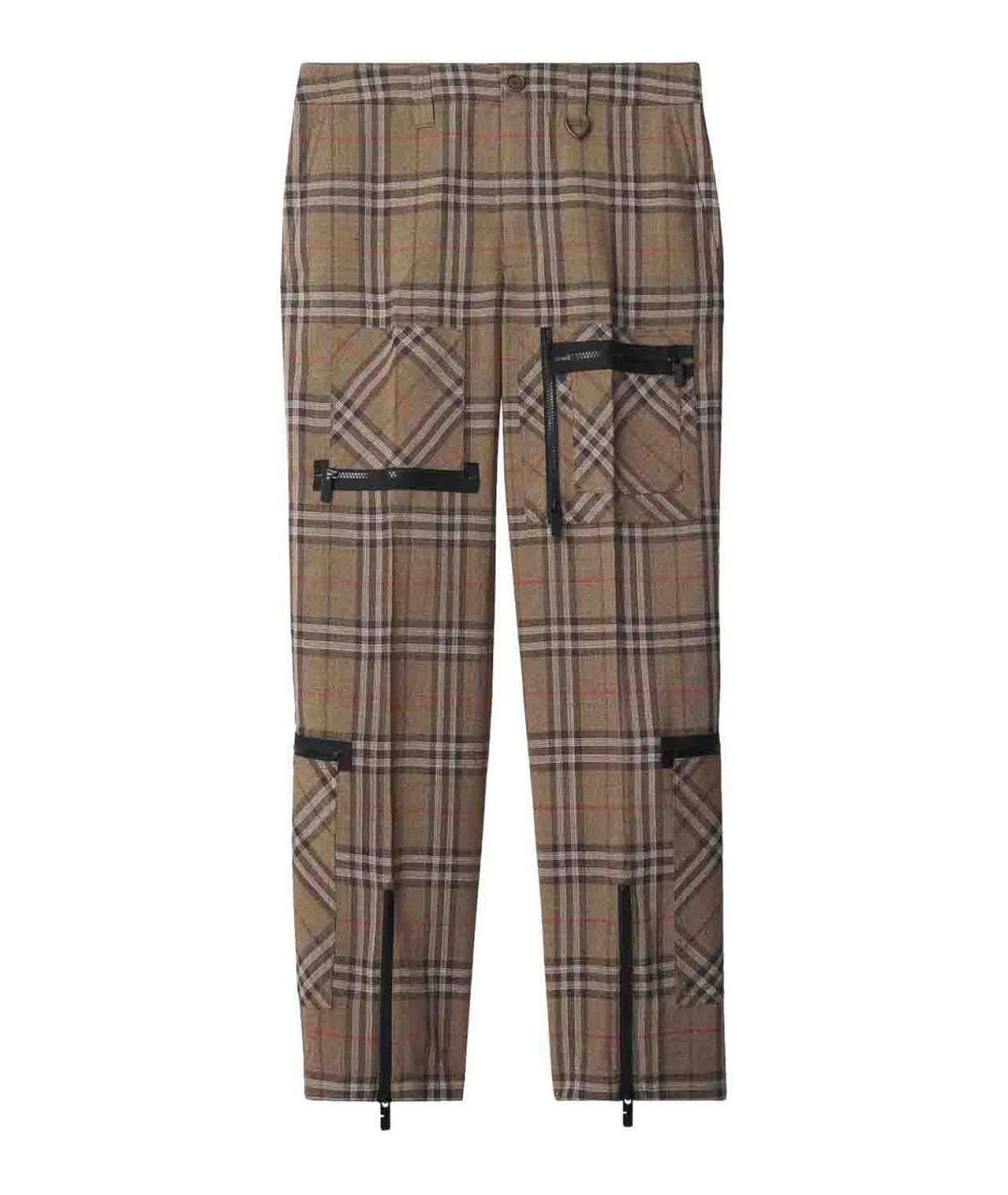 BURBERRY Коричневые шелковые повседневные брюки, фото 1