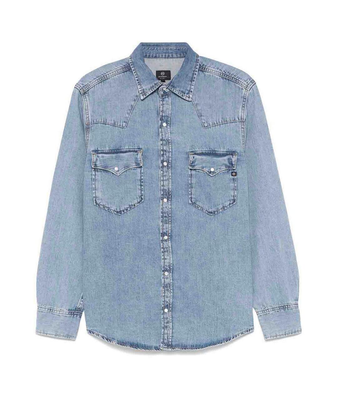 AG JEANS Синяя хлопковая рубашка, фото 1