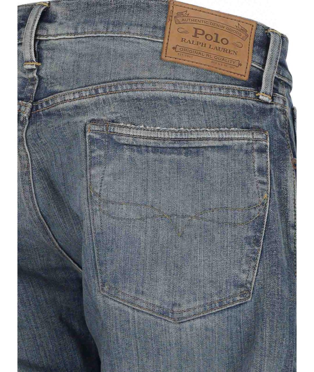 POLO RALPH LAUREN Синие хлопковые прямые джинсы, фото 4