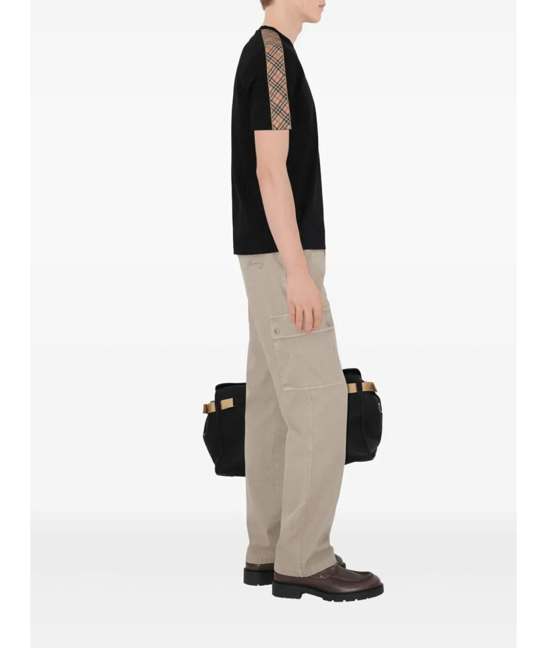 BURBERRY Черная хлопковая футболка, фото 4