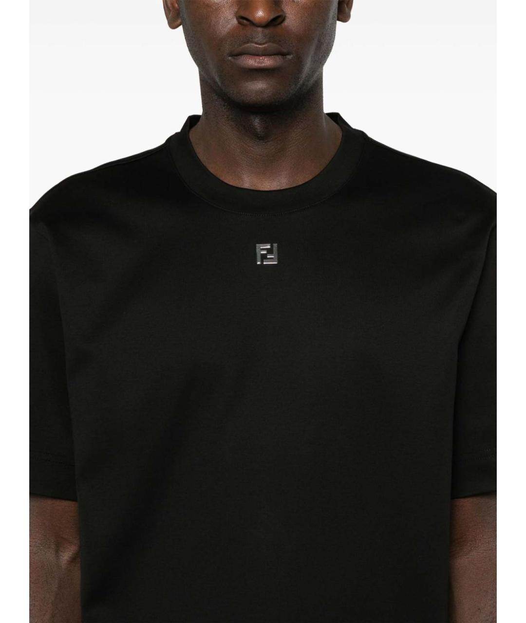 FENDI Черная хлопковая футболка, фото 4