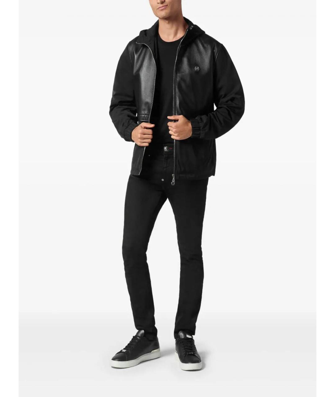 PHILIPP PLEIN Черная кожаная куртка, фото 2