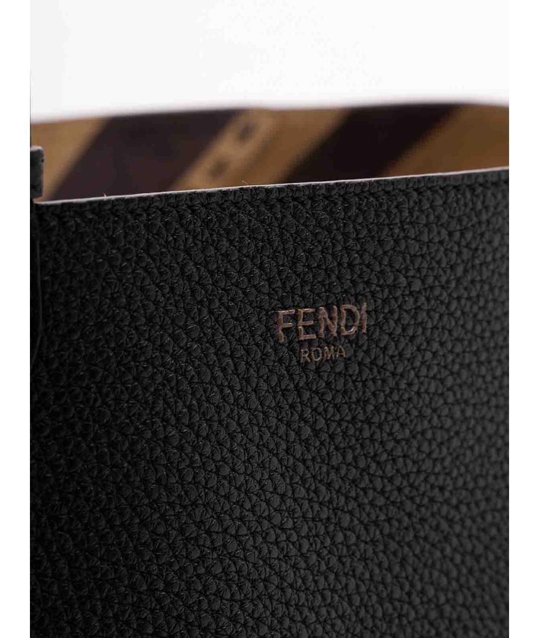 FENDI Черная кожаная сумка тоут, фото 4