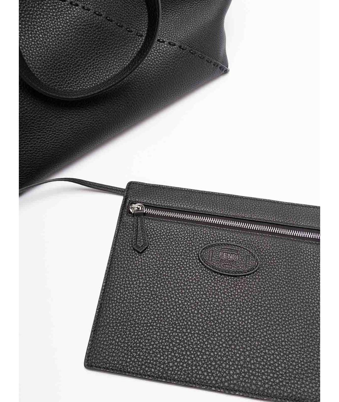FENDI Черная кожаная сумка тоут, фото 6