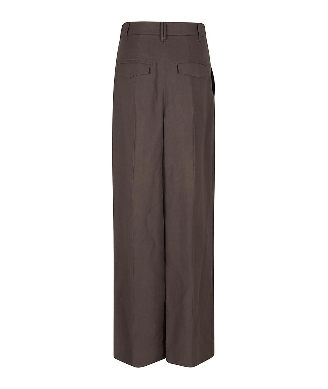 BRUNELLO CUCINELLI Коричневые льняные брюки широкие, фото 2