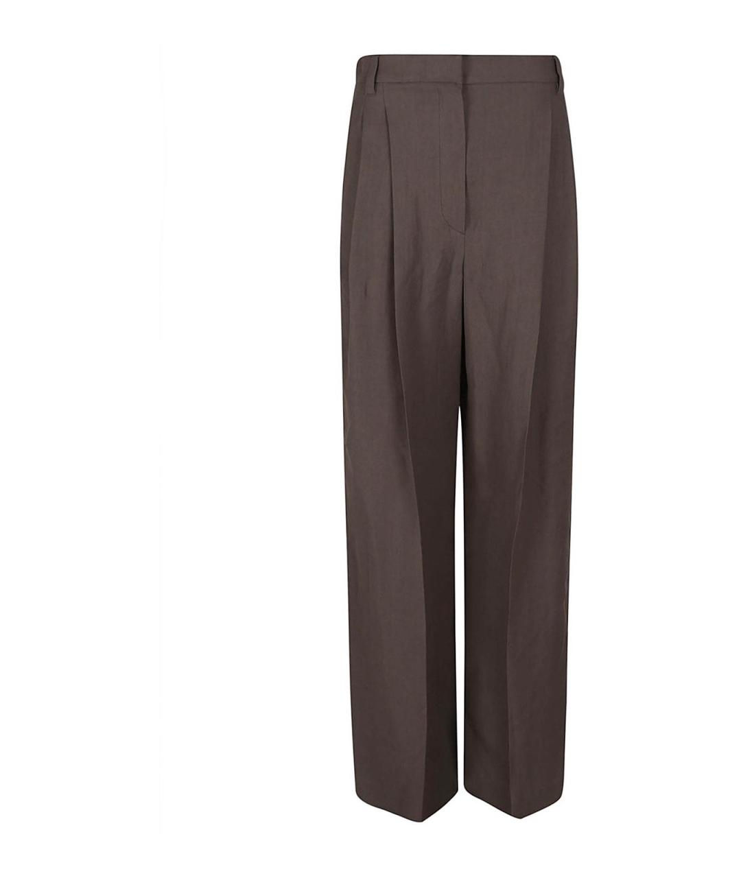 BRUNELLO CUCINELLI Коричневые льняные брюки широкие, фото 1