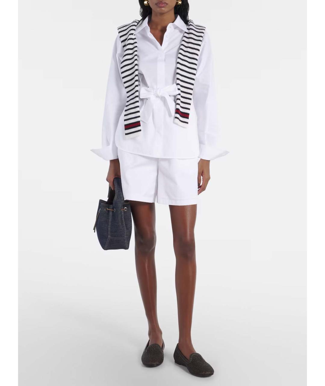 MAX MARA Белые хлопковые шорты, фото 2