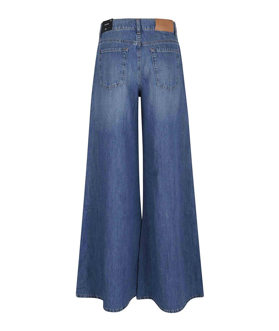 7 FOR ALL MANKIND Синие хлопко-льняные джинсы клеш, фото 2