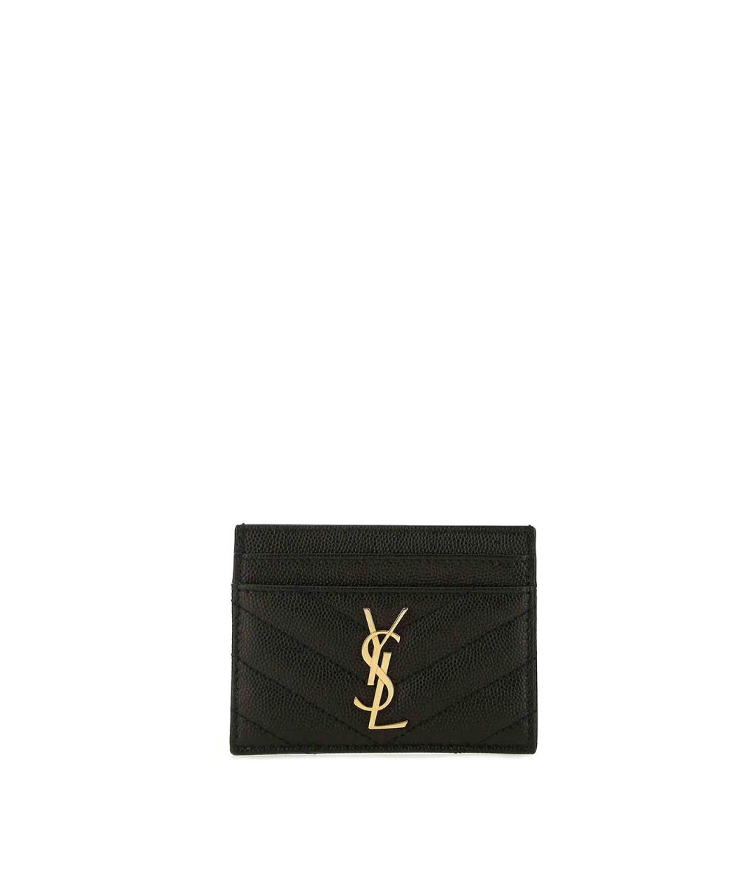 SAINT LAURENT Черный кожаный кардхолдер, фото 4